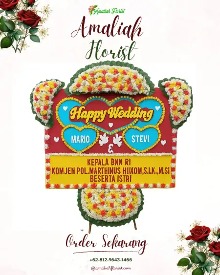 Papan Bunga Pernikahan Berbak